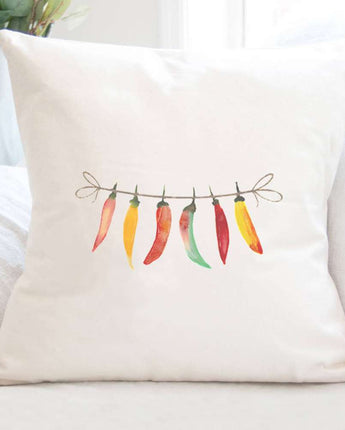 Line of Peppers - Square Canvas Pillow