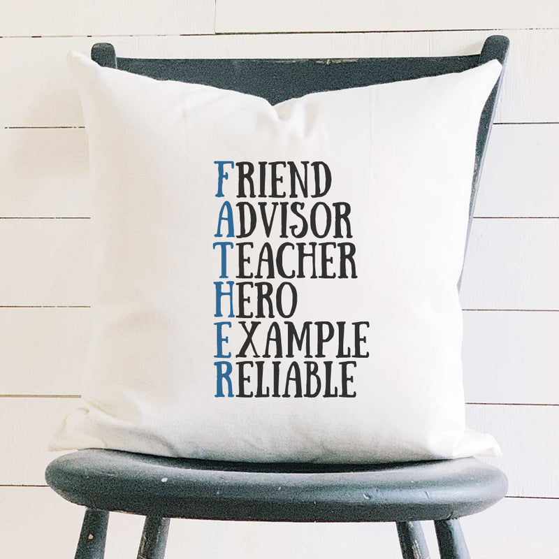 Father Acrostic Words - Square Canvas Pillow