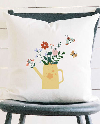 Spring Watering Can - Square Canvas Pillow