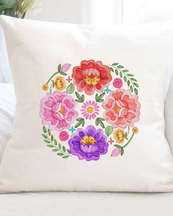 Floral Circulo - Square Canvas Pillow