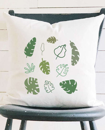 Monstera Palm Leaves - Square Canvas Pillow