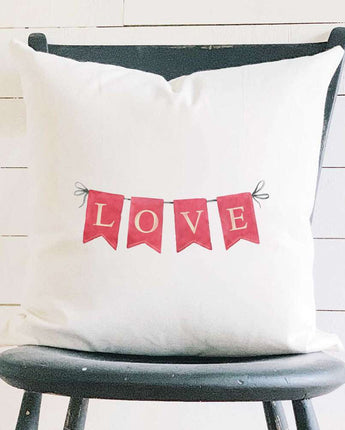 Red Love Banner - Square Canvas Pillow