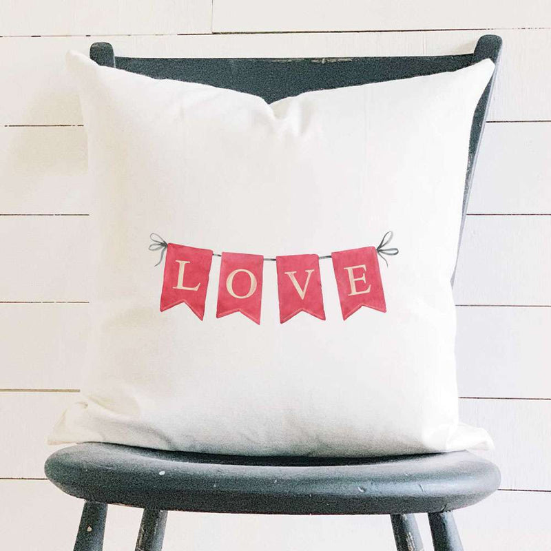 Red Love Banner - Square Canvas Pillow