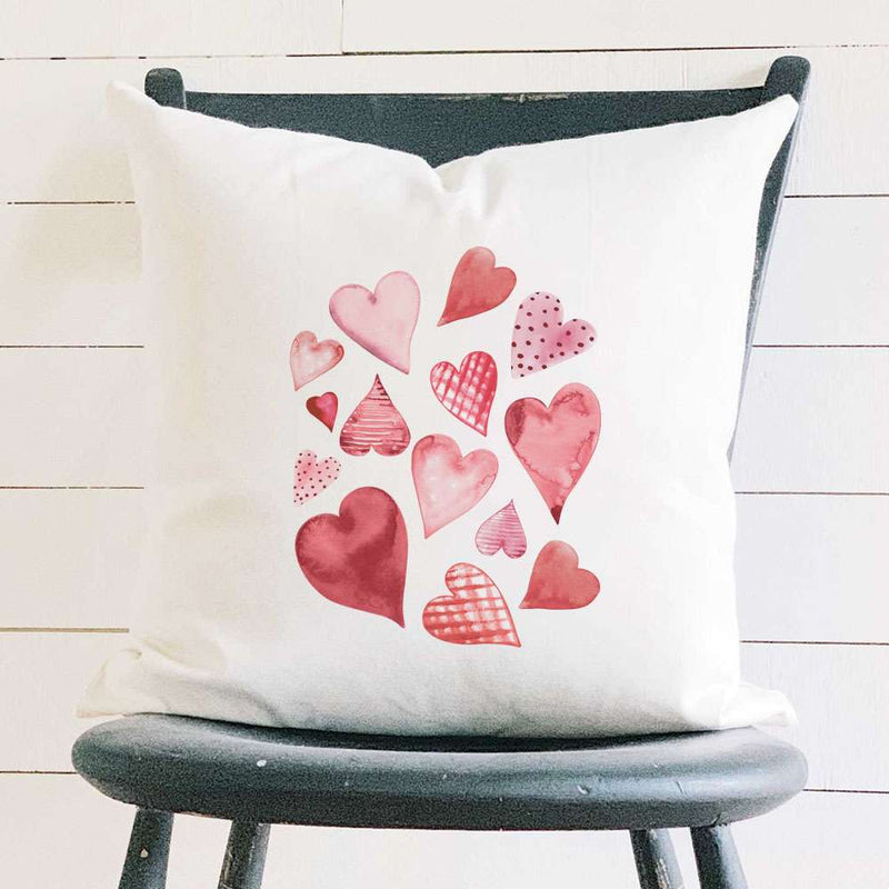 Scattered Hearts - Square Canvas Pillow