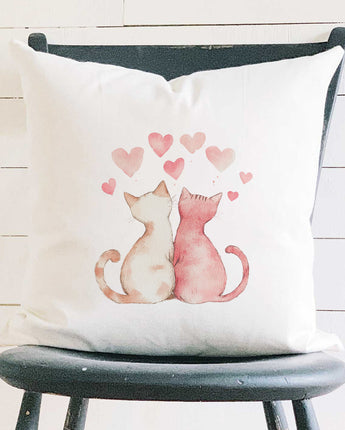 Valentine Cats - Valentine's Day Square Canvas Pillow