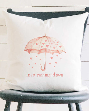 Love Raining Down - Valentine's Day Square Canvas Pillow