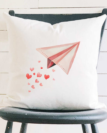 Paper Airplane - Valentine's Day Square Canvas Pillow