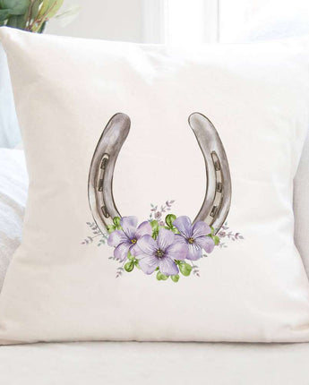 Floral Horseshoe - Square Canvas Pillow