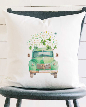 Irish Farm Truck with Clovers - Square Canvas Pillow