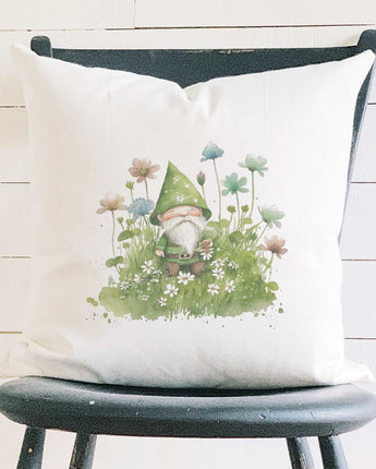 Irish Gnome in Clover - Square Canvas Pillow