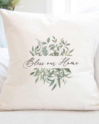 Bless Our Home Greenery - Square Canvas Pillow