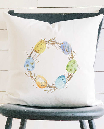 Easter Egg Wreath - Square Canvas Pillow