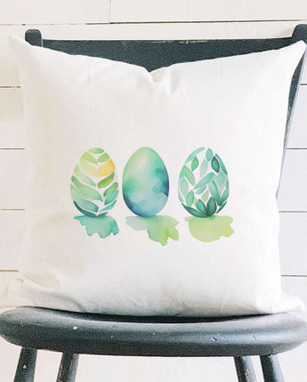 Watercolor Easter Eggs - Cool - Square Canvas Pillow