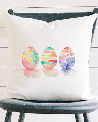 Watercolor Easter Eggs - Warm - Square Canvas Pillow