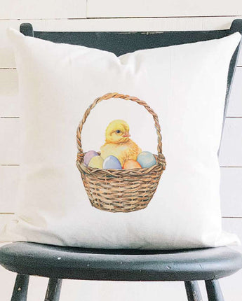 Easter Basket Chick - Easter Square Canvas Pillow