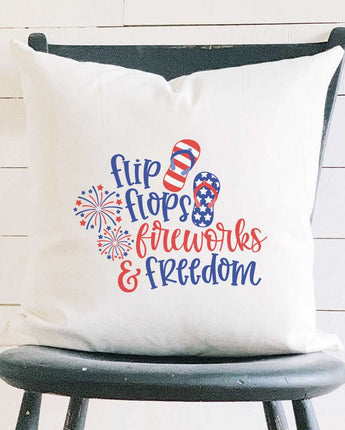 Flip Flops Fireworks Freedom - Square Canvas Pillow