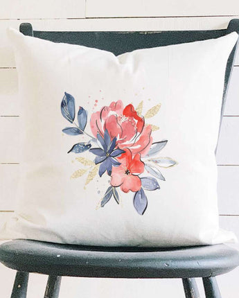 Red and Blue Bouquet - Square Canvas Pillow
