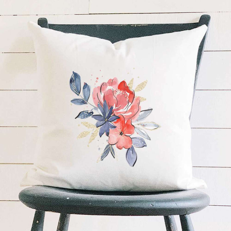 Red and Blue Bouquet - Square Canvas Pillow