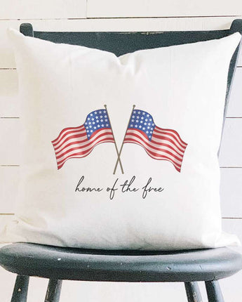 Home of the Free Flags - Square Canvas Pillow