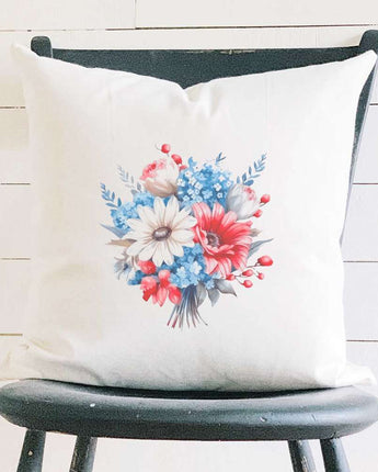 Patriotic Daisy Bouquet - Square Canvas Pillow
