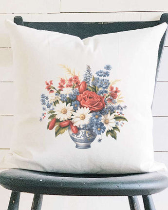 Vintage Daisy Vase - Square Canvas Pillow