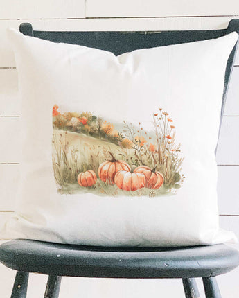 Pumpkin Landscape - Customizable Square Canvas Pillow