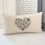 Heart of Flowers - Rectangular Canvas Pillow