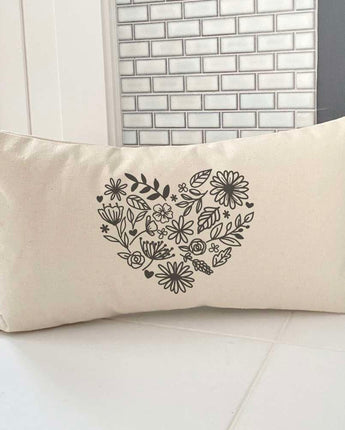 Heart of Flowers - Rectangular Canvas Pillow