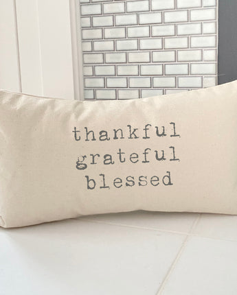 Thankful Grateful Blessed - Thanksgiving Rectangular Canvas Pillow