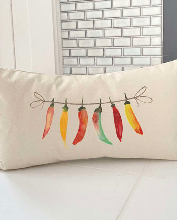 Line of Peppers - Rectangular Canvas Pillow