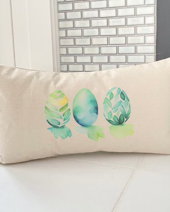 Watercolor Easter Eggs - Cool - Rectangular Canvas Pillow