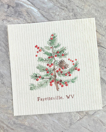 Holiday Tree and Berries - Custom Swedish Dish Cloth