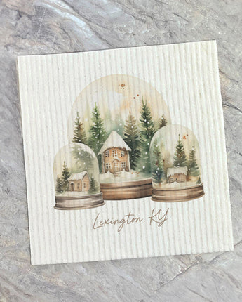 Holiday Snow Globes - Custom Swedish Dish Cloth