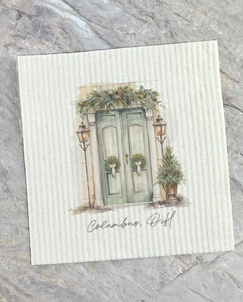 Lamp Post Welcome - Custom Swedish Dish Cloth