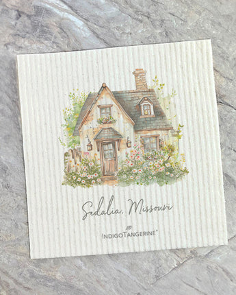 Spring Cottage - Custom Swedish Dish Cloth