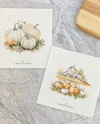 Pumpkin Farm, White Pumpkins 2pk - Swedish Dish Cloth