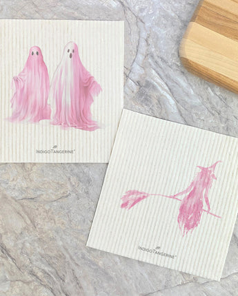 Pink Ghosts, Witch 2pk - Swedish Dish Cloth