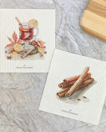 Mulled Wine and Cinnamon Sticks - 2pk Swedish Dish Cloth