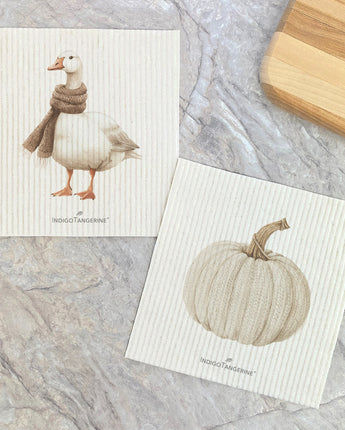 Knit Pumpkin and Cozy Duck - 2pk Swedish Dish Cloth