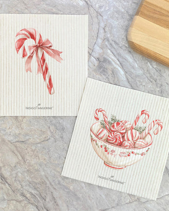 Candy Bowl and Candy Cane Bow - 2pk Swedish Dish Cloth