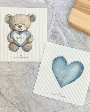 Denim Heart - 2pk Valentine's Day Swedish Dish Cloth
