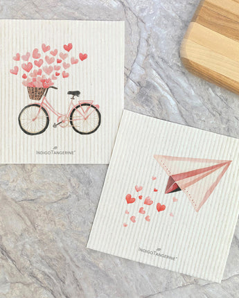 Paper Airplane - 2pk Valentine's Day Swedish Dish Cloth