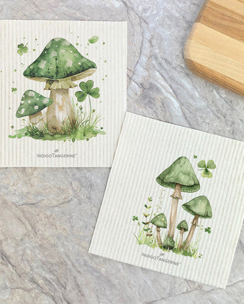 Lucky Mushrooms - St. Patrick's Day 2pk Swedish Dish Cloth