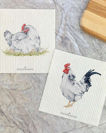 Hen with Eggs, Rooster 2 pk - Swedish Dish Cloth