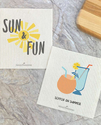 Sippin' on Summer, Sun & Fun 2pk - Swedish Dish Cloth