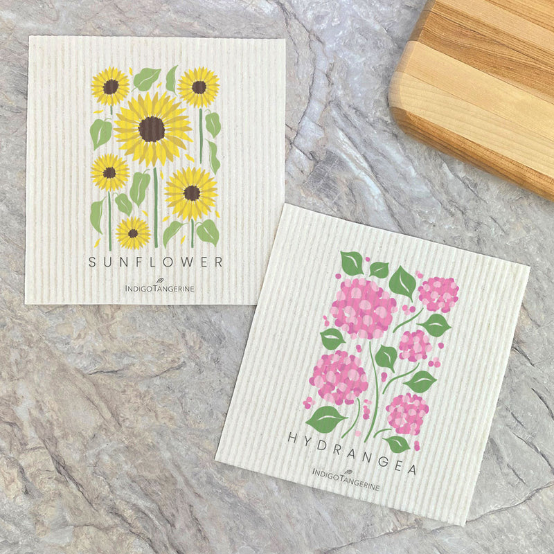 Sunflower, Hydrangea (Garden Edition) 2pk - Swedish Dish Cloth