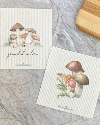 Forest Mushrooms, Grounded in Love 2pk - Swedish Dish Cloth