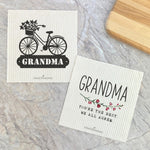 Grandma Floral Bike, Best Grandma 2pk - Swedish Dish Cloth