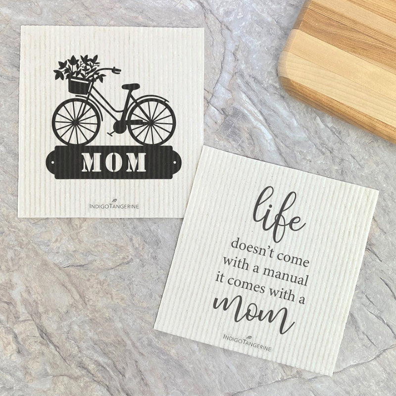 Mom Floral Bike, Life Manual 2pk - Swedish Dish Cloth