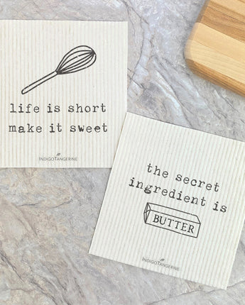 Life is Short, Secret Ingredient 2pk - Swedish Dish Cloth